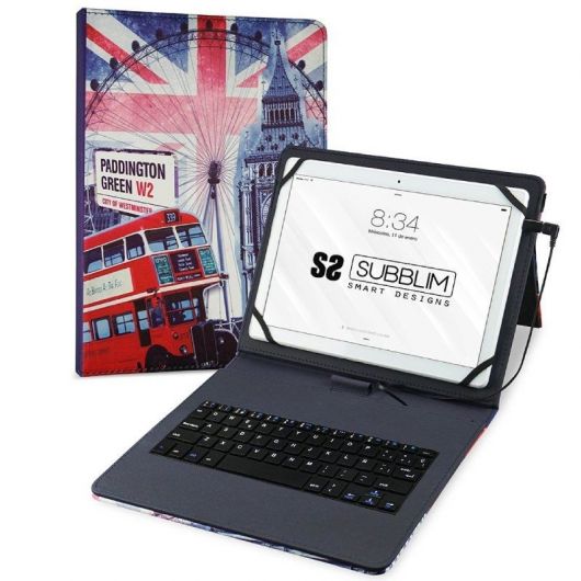 Funda con Teclado Subblim Keytab Pro USB England para Tablets de 10.1'-11'