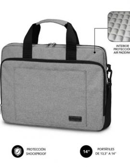 Maletín Subblim Air Padding Laptop Bag para Portátiles hasta 14'/ Cinta para Trolley/ Gris
