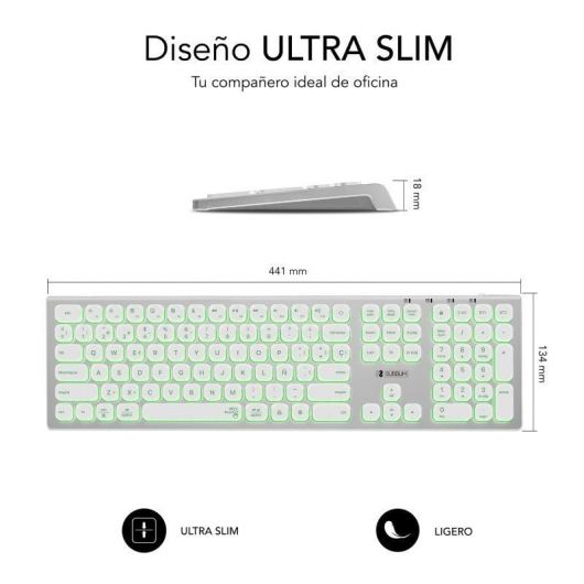 Teclado Inalámbrico Subblim Master/ Plata y Blanco 4 Teclado Inalámbrico Subblim Master/ Plata y Blanco