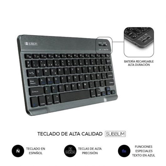 Funda con Teclado Subblim KeyTab Pro BT para Tablet Lenovo M10 HD TB-X306 de 10.1'/ Negra