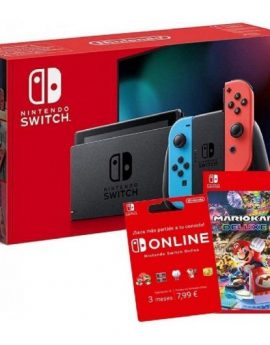 Nintendo Switch RED&BLUE/ Incluye Código Juego Mario Kart Deluxe 8/ 3 Meses Suscripción Nintendo Online