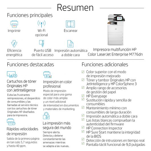 HP LaserJet Enterprise MFP M776dn Multifunción Láser Color 6 HP LaserJet Enterprise MFP M776dn Multifunción Láser Color