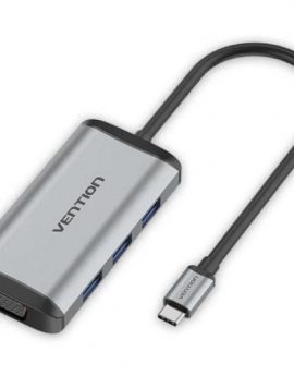 Docking USB Tipo-C Vention TGSHB/ 3xUSB/ 1xHDMI 4K/ 1xVGA/ 1xUSB Tipo-C PD/ Gris