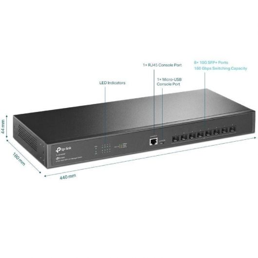 Switch Gestionable TP-Link Omada JetStream TL-SX3008F/ 8 Puertos/ SFP+ 10GE 2 Switch Gestionable TP-Link Omada JetStream TL-SX3008F/ 8 Puertos/ SFP+ 10GE
