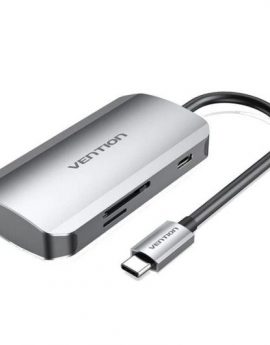 Docking USB Tipo-C Vention TNHHB/ 3xUSB/ 1xUSB Tipo-C PD/ 1xLector Tarjetas SD y MicroSD/ Gris