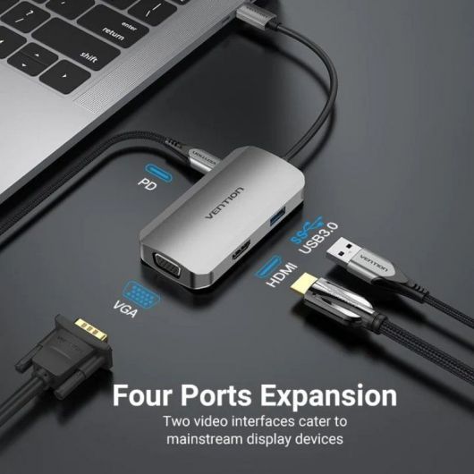 Docking USB Tipo-C Vention TOAHB/ 1xHDMI/ 1xVGA/ 1xUSB/ 1xUSB Tipo-C PD/ Gris 3 Docking USB Tipo-C Vention TOAHB/ 1xHDMI/ 1xVGA/ 1xUSB/ 1xUSB Tipo-C PD/ Gris