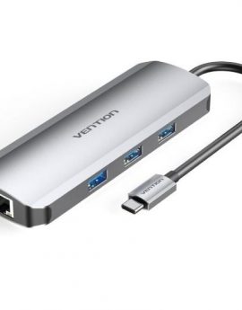 Docking USB Tipo-C Vention TOKHB/ 1xHDMI/ 3xUSB/ 1xUSB Tipo-C PD/ 1xRJ45/ 1xLector Tarjetas SD y MicroSD/ Gris