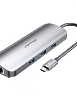 Docking USB Tipo-C Vention TOLHB/ 1xHDMI/ 3xUSB/ 1xUSB Tipo-C PD/ 1xRJ45 1xLector Tarjetas SD y MicroSD/ Jack 3.5/ Gris