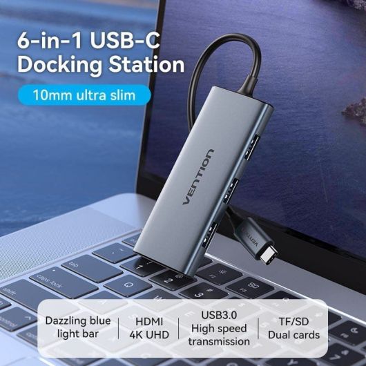 Docking USB Tipo-C Vention TOOHB/ 1xHDMI/ 3xUSB/ 1xLector Tarjetas SD y MicroSD/ Gris 2 Docking USB Tipo-C Vention TOOHB/ 1xHDMI/ 3xUSB/ 1xLector Tarjetas SD y MicroSD/ Gris