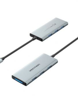 Docking USB Tipo-C Vention TOPHB/ 1xHDMI/ 3xUSB/ 1xLector Tarjetas SD y MicroSD/ Gris