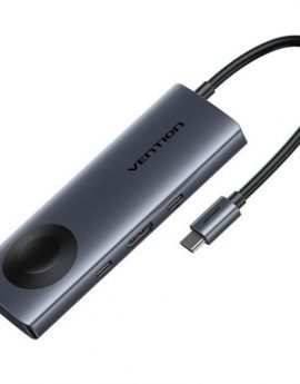 Docking USB Tipo-C con Carga Inalámbrica Vention TPMHB/ 1xHDMI 4K/ 2xUSB/ 1xUSB Tipo-C/ 1xUSB Tipo-C PD/ Gris