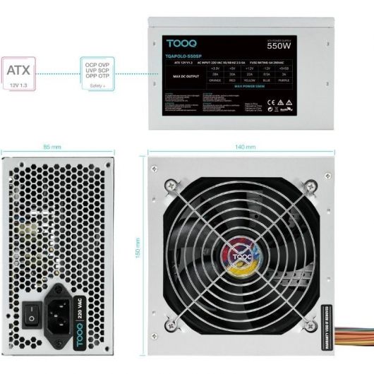 Fuente de Alimentación TooQ TQAPOLO-550SP/ 550W/ Ventilador 12cm 4 Fuente de Alimentación TooQ TQAPOLO-550SP/ 550W/ Ventilador 12cm