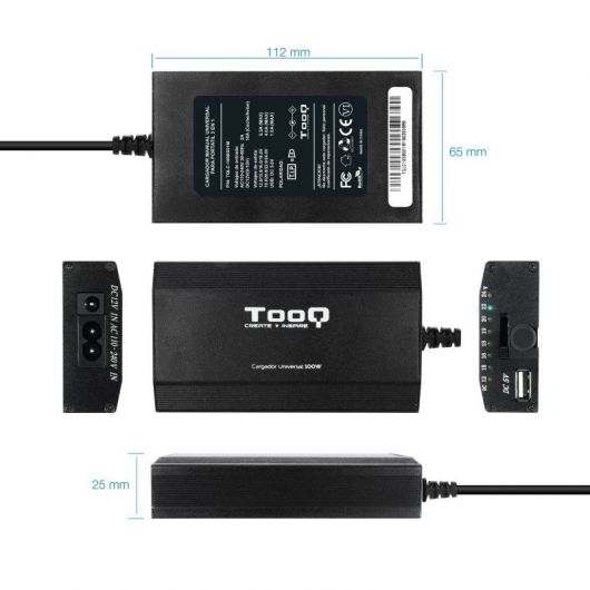 Cargador de Portátil TooQ TQLC-100BS01M/ 100W/ Manual/ 12 Conectores/ Voltaje 12-24V