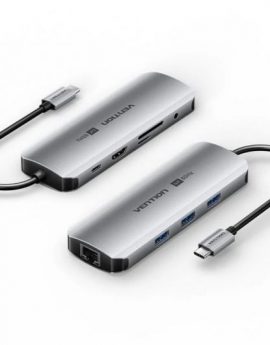 Docking USB Tipo-C Vention TQLHB/ 1xHDMI 4K/ 3xUSB/ 1xUSB Tipo-C PD/ 1xRJ45/ 1xJack 3.5mm/ 1xLector de Tarjetas/ Gris
