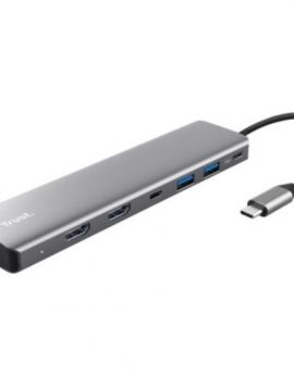 Docking USB Tipo-C Trust Dalyx/ 2xUSB/ 2xHDMI/ 1xDisplayPort/ 1xUSB Tipo-C PD/ Gris Reacondicionado