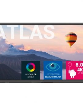 Newline Atlas Panel plano interactivo 65' LED 4K Ultra HD Negro Tactil Procesador incorporado Android 8.0