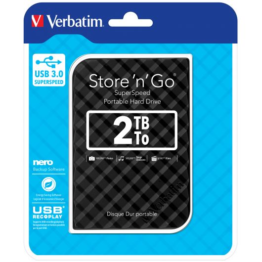 Verbatim Disco Duro Portátil Store n Go 2TB USB 3 Verbatim Disco Duro Portátil Store n Go 2TB USB 3.0 Negro
