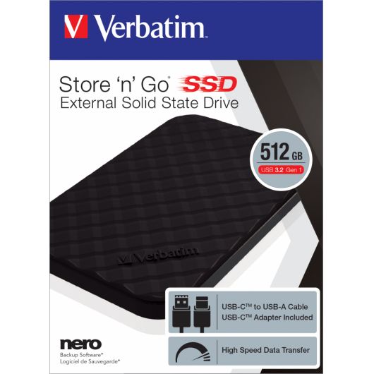 Verbatim SSD Store n Go portátil USB 3 Verbatim SSD Store n Go portátil USB 3.2 GEN 1 de 512 GB