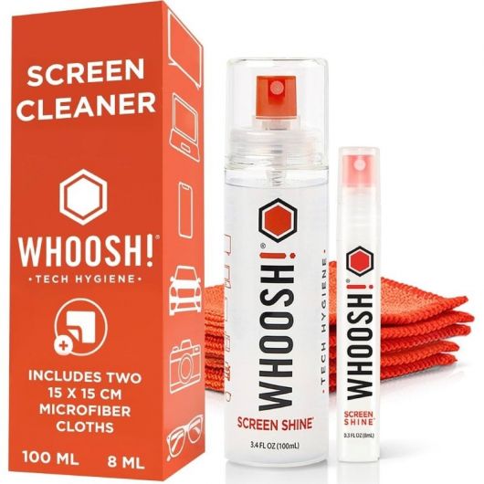 Kit Limpiador de Pantallas Whoosh Kit DUO WSH004/ Spray 100ml + Spray 8ml + 2 Paños Microfibra 2 Kit Limpiador de Pantallas Whoosh Kit DUO WSH004/ Spray 100ml + Spray 8ml + 2 Paños Microfibra