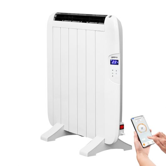 YOEVU Radiador eléctrico bajo consumo 4 elementos 900W de Pared o Pie