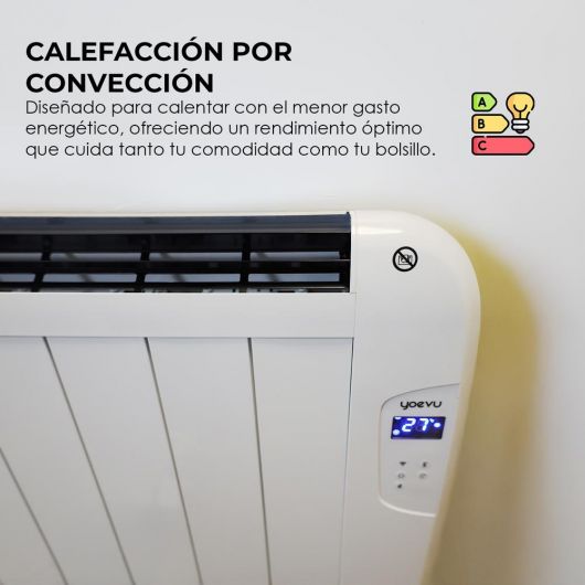 YOEVU Radiador eléctrico bajo consumo 4 elementos 900W de Pared o Pie 4 YOEVU Radiador eléctrico bajo consumo 4 elementos 900W de Pared o Pie